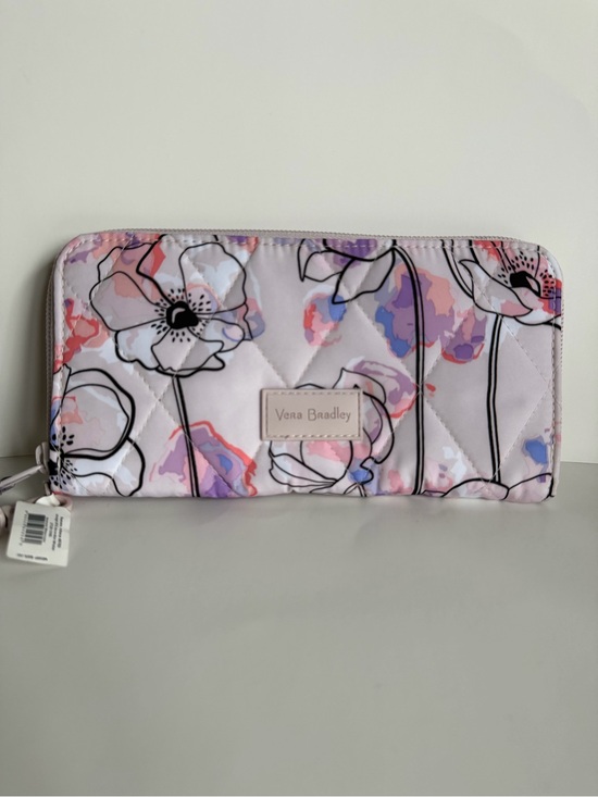 Vera Bradley Handbags - Vera Bradley Quilted Floral Zip Wallet - Light Pink, Purple & Coral Accents